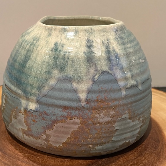 VTG Tony Evans Raku Pottery Pastel Vase/Bowl Signed MCM  Decor, #332 - Picture 5 of 9